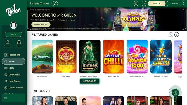 Mr Green casino screenshot
